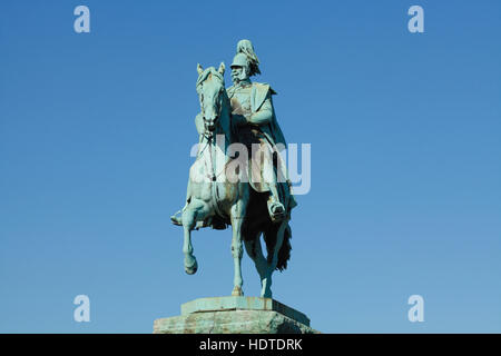 Statue équestre de l'empereur Guillaume I de Prusse en Deutz, Cologne, Rhénanie du Nord-Westphalie, Allemagne Banque D'Images