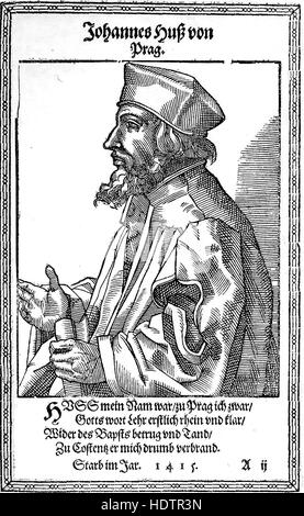 JAN HUS (c 1372-1415) République tchèque réformateur chrétien dans une gravure de 1587 Christoph Murer Banque D'Images