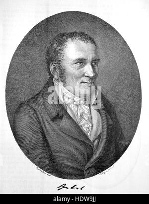 Johann Peter Hebel, 1760-1826, un Allemand, nouvelliste, poète dialectal, théologien évangélique et pédagogue, gravure sur bois de l'année 1880 Banque D'Images