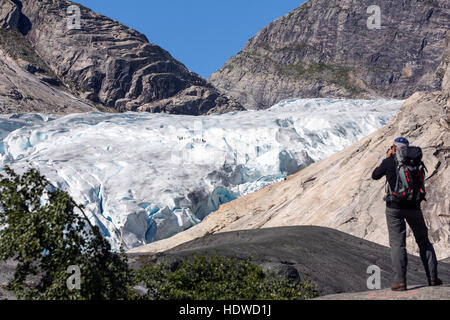 Glacier Nigardsbreen tourisme randonnées dans le glacier, glacier Jostedalsbreen. Gaupne, lustre, Sogn og Fjord Norway Banque D'Images