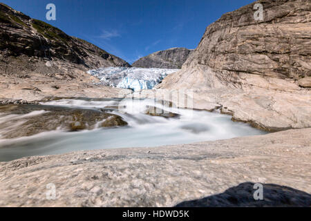 Glacier Nigardsbreen, glacier Jostedalsbreen. Gaupne, lustre, Sogn og Fjord Norway Banque D'Images