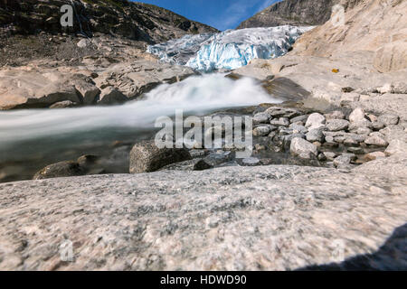 Glacier Nigardsbreen, glacier Jostedalsbreen. Gaupne, lustre, Sogn og Fjord Norway Banque D'Images