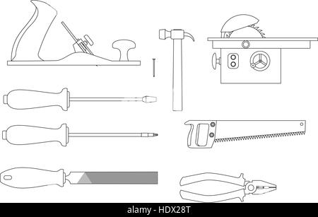 Vector set d'outils pour le travail du bois Illustration de Vecteur