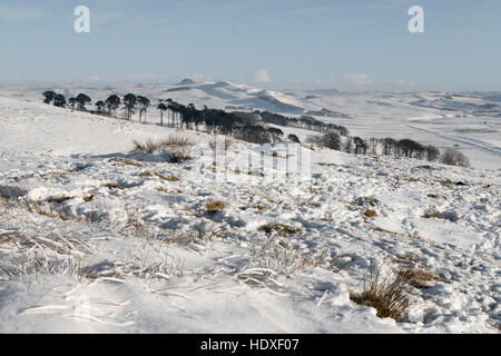 Un paysage hivernal par mur d'Hadrien, près de Walltown - à l'Est, vers Alloa Lea, Cawfield et rochers escarpés d'essuie Banque D'Images