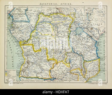 Très vieille carte de l'Afrique Équatoriale Banque D'Images