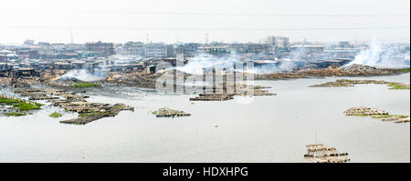 Les bidonvilles de Lagos, Nigéria Banque D'Images