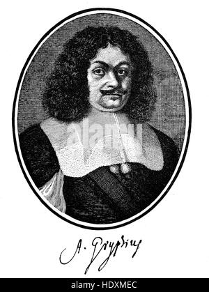 Andreas Gryphius, 1616-1664, un poète lyrique allemand et le dramaturge, gravure sur bois de l'année 1882, l'amélioration numérique Banque D'Images
