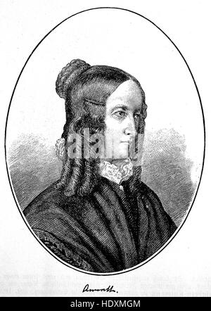 Anna Elisabeth Franziska Adolphine Wilhelmine Louise Maria, Freiin von Droste zu Huelshoff, connu sous le nom de Annette von Droste-Huelshoff, 1797-1848, un écrivain et compositeur allemand, gravure sur bois de l'année 1882, l'amélioration numérique Banque D'Images