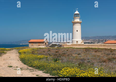 Ancien phare de Paphos, Chypre. Banque D'Images