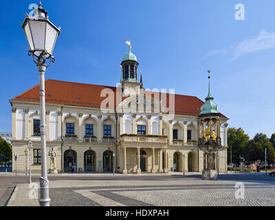 L'Hôtel de ville au Vieux Marché avec Magdeburg Cavalier, Magdebourg, Saxe-Anhalt, Allemagne Banque D'Images