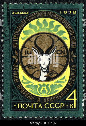 Un timbre-poste imprimé en URSS montre XIV L'Assemblée générale de l'Union internationale pour la conservation de la nature et des Ressources naturelles, 1978 Banque D'Images