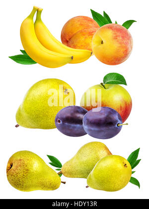 Collection de fruits isolé sur fond blanc Banque D'Images
