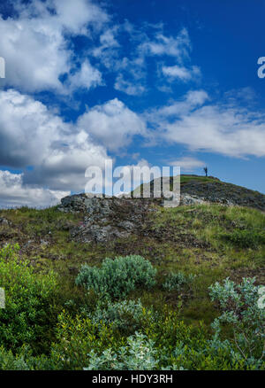 L'été, Skutustadagigar pseudo cratères, zone Skutustadir, le lac Myvatn, le nord de l'Islande Banque D'Images