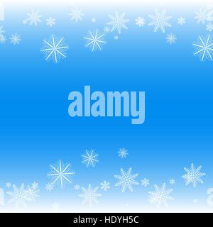 Simple mais joli fond d'hiver avec divers flocons de blanc. Illustration de Vecteur