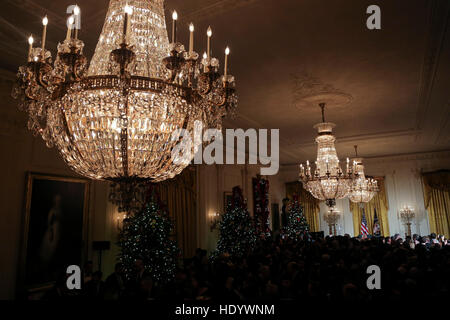 Washington, DC, USA. 14 Décembre, 2016. Atmosphère au cours de la deuxième journée de la réception de la Hanoukka dans l'East Room de la Maison Blanche, à Washington, DC, USA, 14 décembre 2016. - Pas de service de fil - Photo : Aude Guerrucci/consolidé/Piscine/dpa/Alamy Live News Banque D'Images