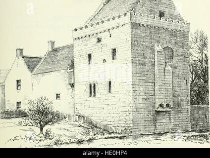 Une œuvre de 1887 examinant l'architecture écossaise du XIIe au XVIIIe siècle, se concentrant à la fois sur les bâtiments crénelés (en forme de château) et les bâtiments domestiques, mettant en évidence l'évolution de la conception et de la construction en Écosse au cours des siècles. Banque D'Images