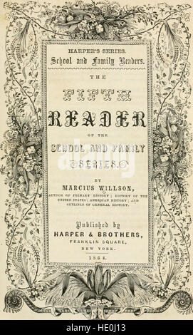 La première (-cinquième) Reader de l'école et de la famille (série 1860) Banque D'Images