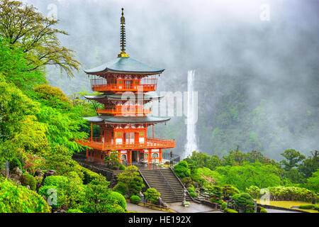 Au Japon, Nachi Nachi Taisha Pagoda et cascade. Banque D'Images