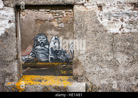 Les graffitis sur les murs de Moine House, Sutherland, Scotland, UK. Banque D'Images