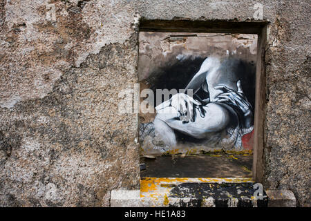 Les graffitis sur les murs de Moine House, Sutherland, Scotland, UK. Banque D'Images