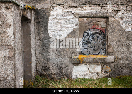 Les graffitis sur les murs de Moine House, Sutherland, Scotland, UK. Banque D'Images