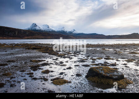 Une vue sur Ben Loyal, Sutherland, Scotland, UK. Banque D'Images