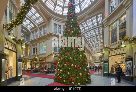 Mädlerpassage au moment de Noël avec l'arbre de Noël, Leipzig, Saxe, Allemagne Banque D'Images