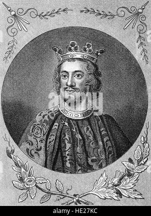 Le roi Jean (1166 - 1216), également connu sous le nom de Jean Sans Terre, était le plus jeune des cinq fils du roi Henri II d'Angleterre et d'Aliénor d'Aquitaine qui devint roi à la suite du décès de Richard I en 1199. Banque D'Images