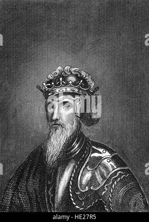 Édouard III (1312 - 1377) fut roi d'Angleterre à partir de 25 janvier 1327 jusqu'à sa mort. Il est connu pour ses succès militaires et pour la restauration de l'autorité royale après la désastreuse et non orthodoxes règne de son père, Edward II. Son long règne de cinquante ans, c'était la deuxième plus longue dans l'Angleterre médiévale et a vu une évolution de la législation et du gouvernement en particulier l'évolution du parlement anglais. Banque D'Images