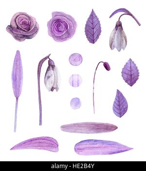 Clipart vecteur de fleurs pourpres. Aquarelle bouquet floral lilas clip art Illustration de Vecteur