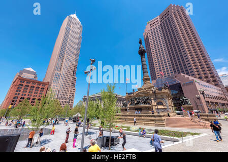 Vues sur le centre-ville de Cleveland OH de jour. Banque D'Images