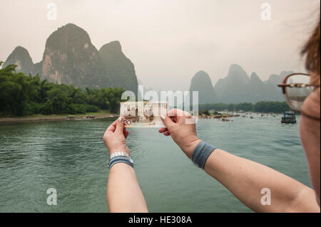 Croisière sur la rivière Li, de Guilin, Chine. La Chine. Banque D'Images