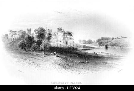 Une gravure de Linlithgow Palace numérisées à haute résolution à partir d'un livre imprimé en 1859. Croyait libres de droit. Banque D'Images