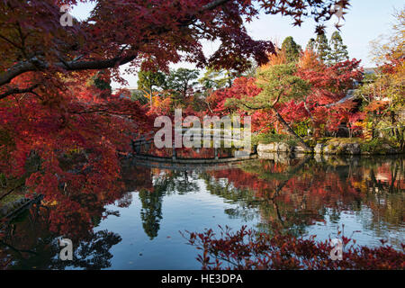 Couleurs d'automne dans l'Hojo l étang à Eikan-do, Kyoto, Japon Banque D'Images