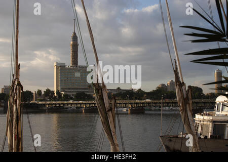 Le Caire autour de Qasr el Nile Bridge où il a plu, Le Caire, Egypte Banque D'Images