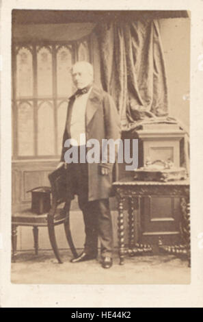 Une photographie historique du comte de Clarendon, capturant un moment de la noblesse et de la diplomatie britanniques. Cette photo carte de visite met en valeur sa posture digne et son statut dans la société. Banque D'Images