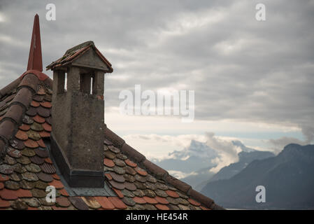 Vieux hut en Lavaux patrimoine mondial de vignes près de Vevey, en Suisse. Banque D'Images