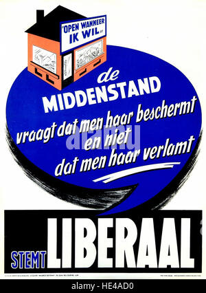 Cette affiche de campagne 1958 du Parti libéral belge reflète le paysage politique et culturel de la Belgique du milieu du XXe siècle. L'affiche présente des graphiques audacieux et du texte faisant la promotion de la plate-forme du parti, offrant un aperçu de l'histoire démocratique de la nation pendant la période d'après-guerre. Banque D'Images