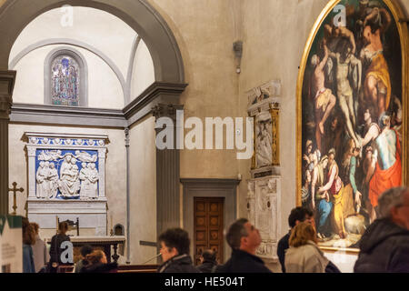 FLORENCE, ITALIE - 6 novembre, 2016 : intérieur de chapelle de la Basilique Santa Croce (Basilique de la Sainte Croix) dans la ville de Florence. L'église est l'inhumation Banque D'Images