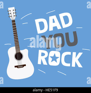 Carte de vœux pour la fête des pères avec design typographie personnalisée et de la guitare. Papa vous rock. Banque D'Images