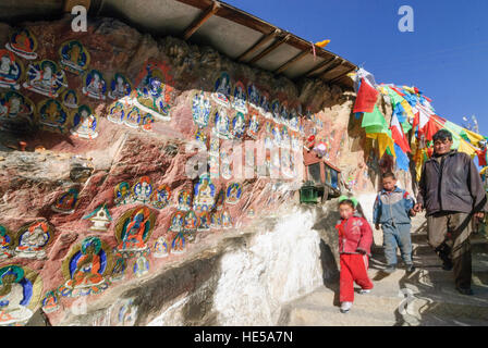 Lhassa : Mont Chagpo Ri ; gravures, Tibet, Chine Banque D'Images