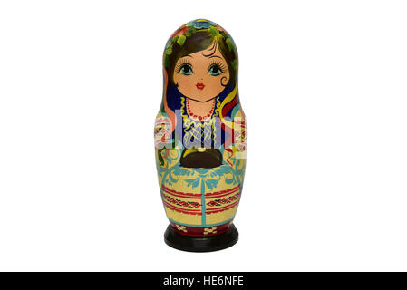 Ou babouchkas Matrioshka dolls sur fond blanc l'Ukrainien Banque D'Images