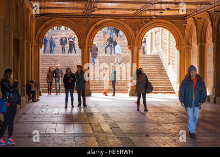 Le passage inférieur pour piétons à Bethesda Terrace, Central Park, New York City, États-Unis d'Amérique. Banque D'Images