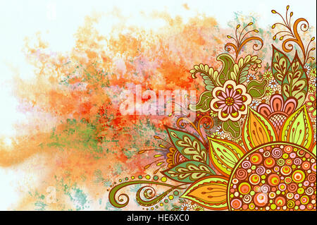 Motif floral sur l'Aquarelle Banque D'Images