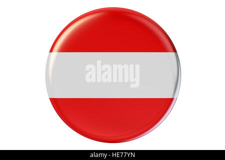 Badge avec le drapeau de l'Autriche, 3D Rendering isolé sur fond blanc Banque D'Images