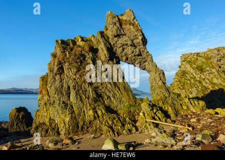 Roche de l'éléphant, Hestan Auchencairn Bay, île, Solway Firth, Dumfries et Galloway, Écosse Banque D'Images