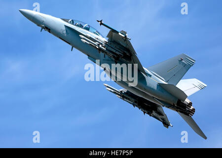 Un Boeing United States Navy F/A-18F Super Hornet, au 2014 Royal International Air Tattoo, RAF Fairford, Gloucestershire, Royaume-Uni. Banque D'Images