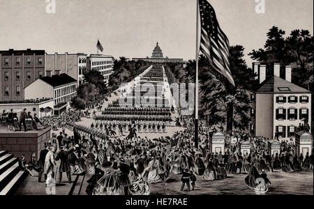 Grand Examen de l'armées des États-Unis à Washington, DC, le 23 mai 1865. Hommes, Pennsylvania Avenue, avant de passer le stand de révision. Fin de la guerre civile aux États-Unis. Banque D'Images