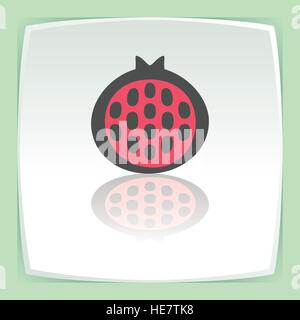 Contours vecteur alimentaire fruits de grenade sur l'icône plaque carré plat blanc. Des éléments pour les concepts et les applications web mobiles. Logo infographie moderne et pictogra Illustration de Vecteur