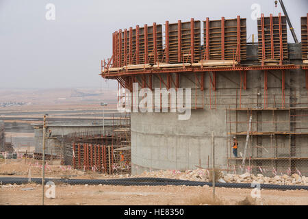 Construction de l'usine de traitement des eaux usées de As-Samra à Aqaba, Jordanie. Banque D'Images